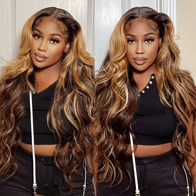 Piano Color Wig Front Lace Big Wave Curly Wig